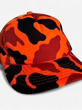 Vintage 1990s Orange Camo Baseball SnapBack Cap